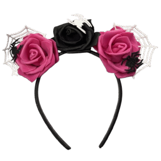 Vincha 4 Flores grandes telaraña y arañitas goma eva x1