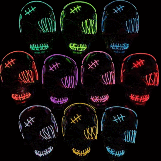 Careta rigida Calavera roja parche y cicatriz led luminosa x1