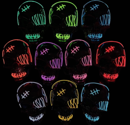 Careta rigida Calavera roja parche y cicatriz led luminosa x1