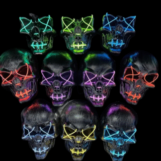 Careta rigida Calavera plateada led luminosa x1