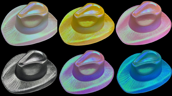 Gorro Cowboy / Vaquero fieltro tornasol iridiscentes x1