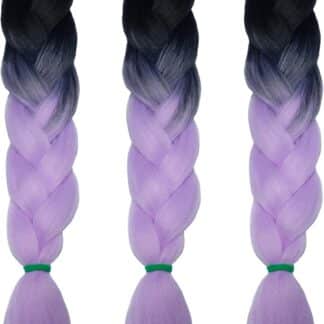 Peluca trenza lila y negro degrade x1