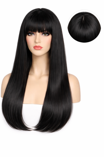 Peluca lacia larga negra r.r. x1