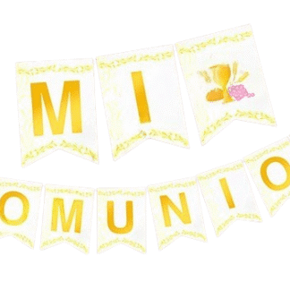 Banderin mi comunion blanco caliz con espiga x1