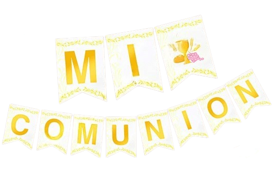 Banderin mi comunion blanco caliz con espiga x1