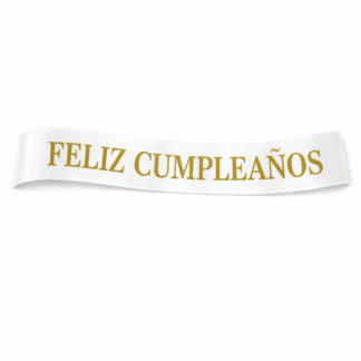 Banda Feliz cumpleaños blanco y dorado x1