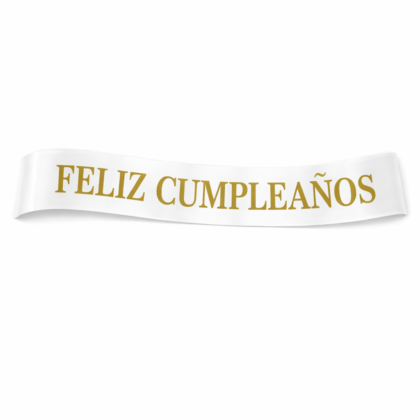 Banda Feliz cumpleaños blanco y dorado x1