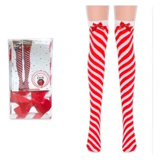 Medias bucaneras rayadas rojo/blanco x1