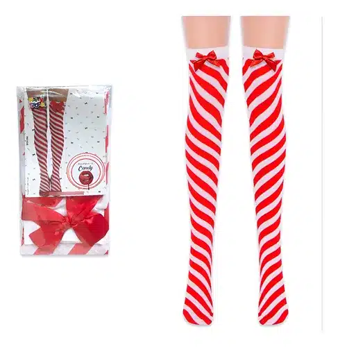 Medias bucaneras rayadas rojo/blanco x1