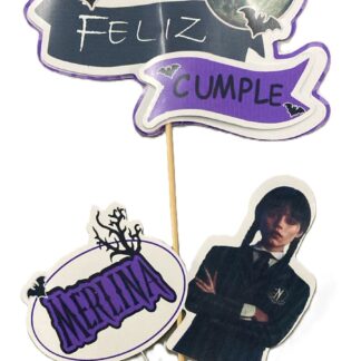 Adorno set feliz cumple 3d merlina x3