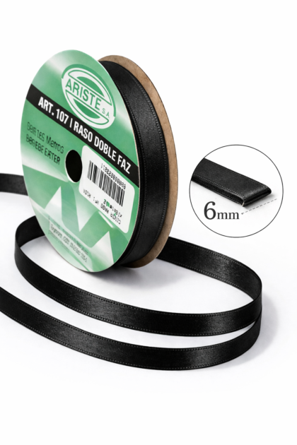 Cinta raso nº1 negro x10mts