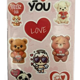 Stickers en plancha dia de los enamorados modelos surtidos planchas x1