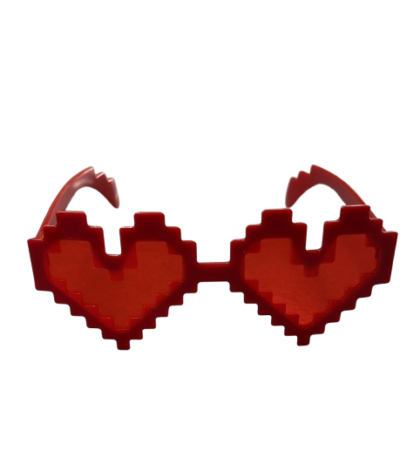 Anteojo corazon rojo pixel love x1