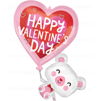 Kit globos forma corazon/osito san valentin x1