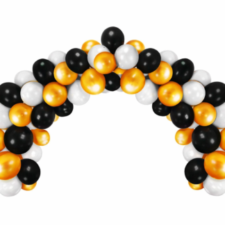 Kit guirnalda de globos globox 12" ( blanco-dorado-negro) x1