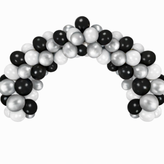 Kit guirnalda de globos globox 12" ( blanco-plateado-negro) x1
