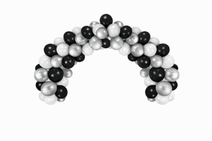 Kit guirnalda de globos globox 12" ( blanco-plateado-negro) x1