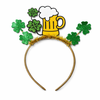 Vincha chop de cerveza 3d con treboles san patricio x1