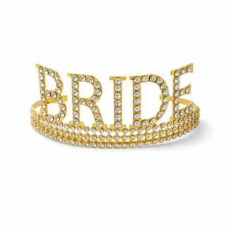 Tiara bride dorada metal con strass x1