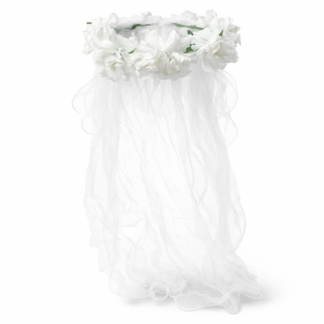 Corona novia flor y tull blanca x1