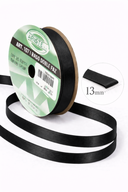 Cinta raso nº3 Negro x10mts