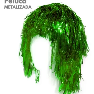 Peluca metalizada Verde x1
