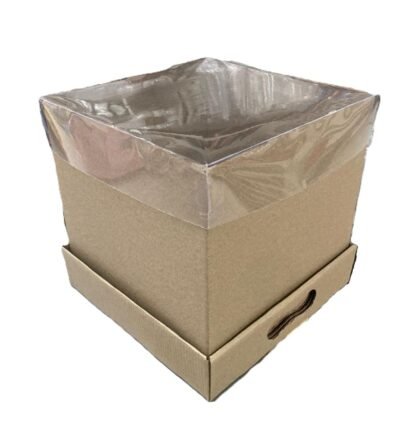 Caja drip cake kraft con tapa pvc 25x25x25cm x1
