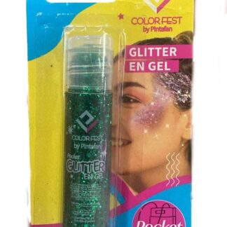 Glitter en gel verde oscuro x1
