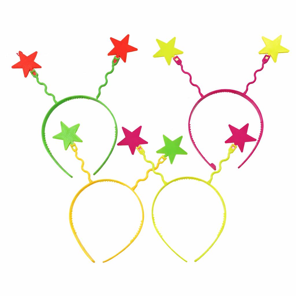 Vincha plastica fluo con estrellas x1