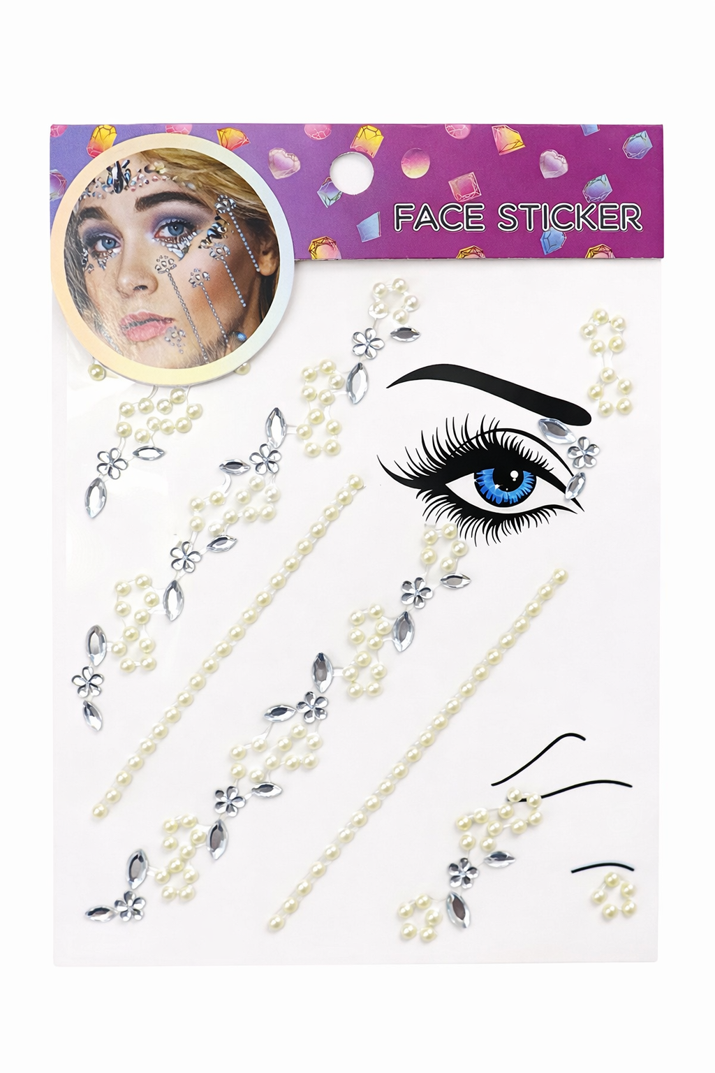 Blister strass autoadhesivo para cara x1