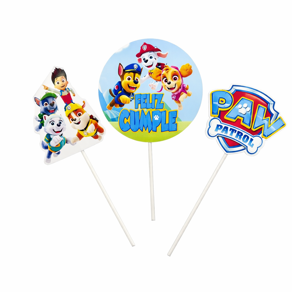 Pinche adorno set feliz cumple paw patrol x3