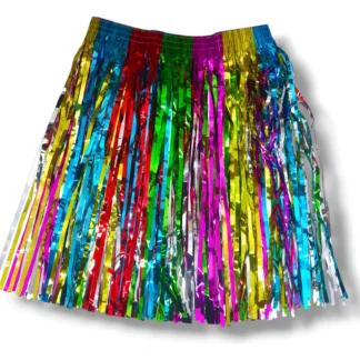 Pollera hawaiana metalizada multicolor x1