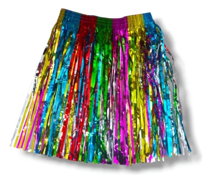 Pollera hawaiana metalizada multicolor x1