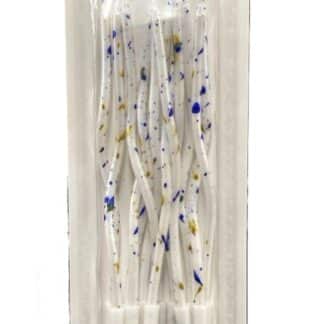 Blister vela pinche con ondas destellos azul/oro 17cm x12