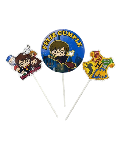 Pinche adorno set feliz cumple harry potter x3