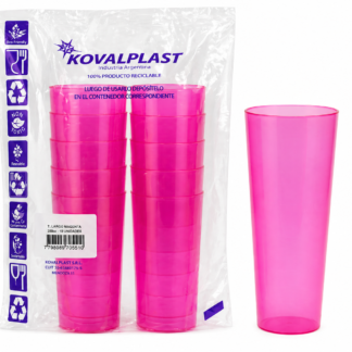 Vaso trago largo flexible rosa fluo x10