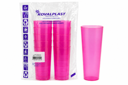 Vaso trago largo flexible rosa fluo x10