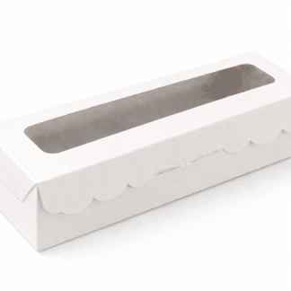 Caja multiuso para mini alfajor/macarron con visor blanca x10
