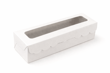 Caja multiuso para mini alfajor/macarron con visor blanca x10