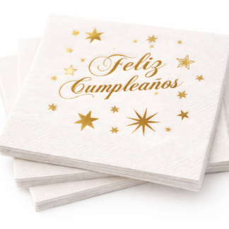 Servilleta con stamping feliz cumple dorada x12