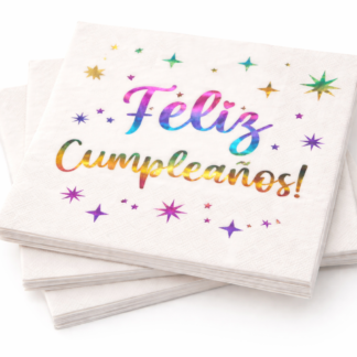 Servilleta con stamping feliz cumple multicolor x12