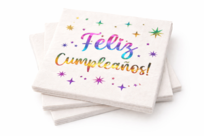 Servilleta con stamping feliz cumple multicolor x12