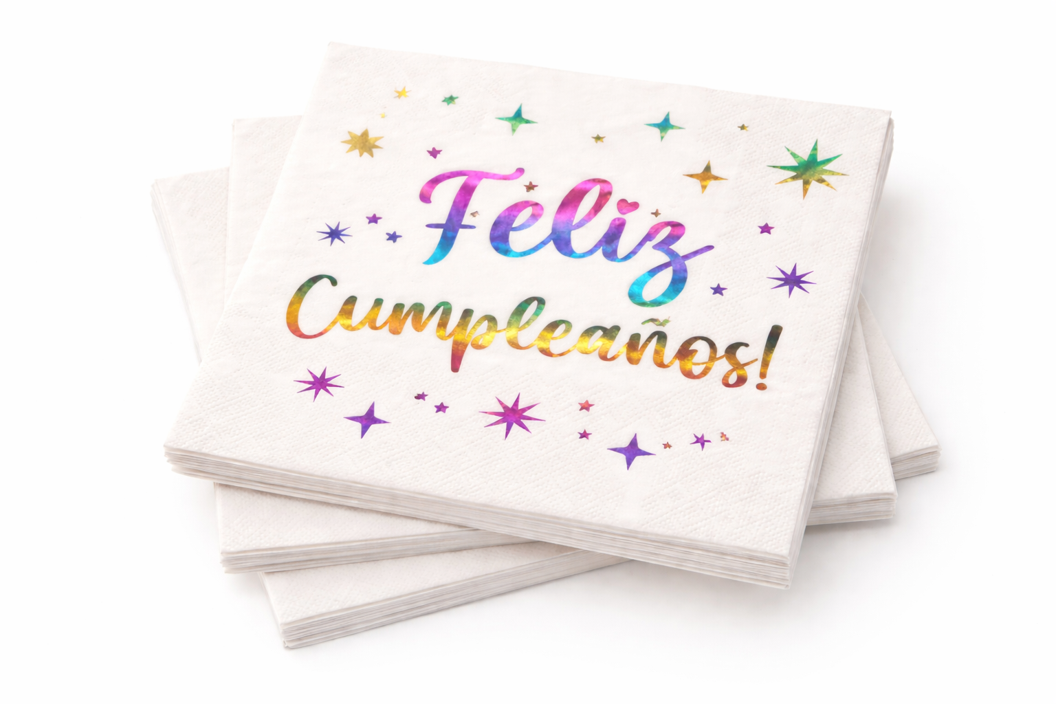 Servilleta con stamping feliz cumple multicolor x12