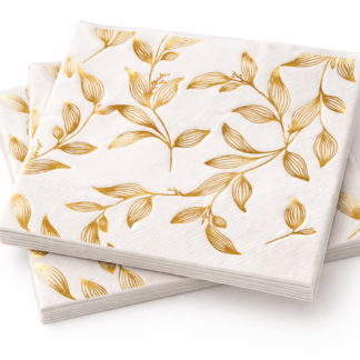 Servilleta con stamping hoja doradas x12
