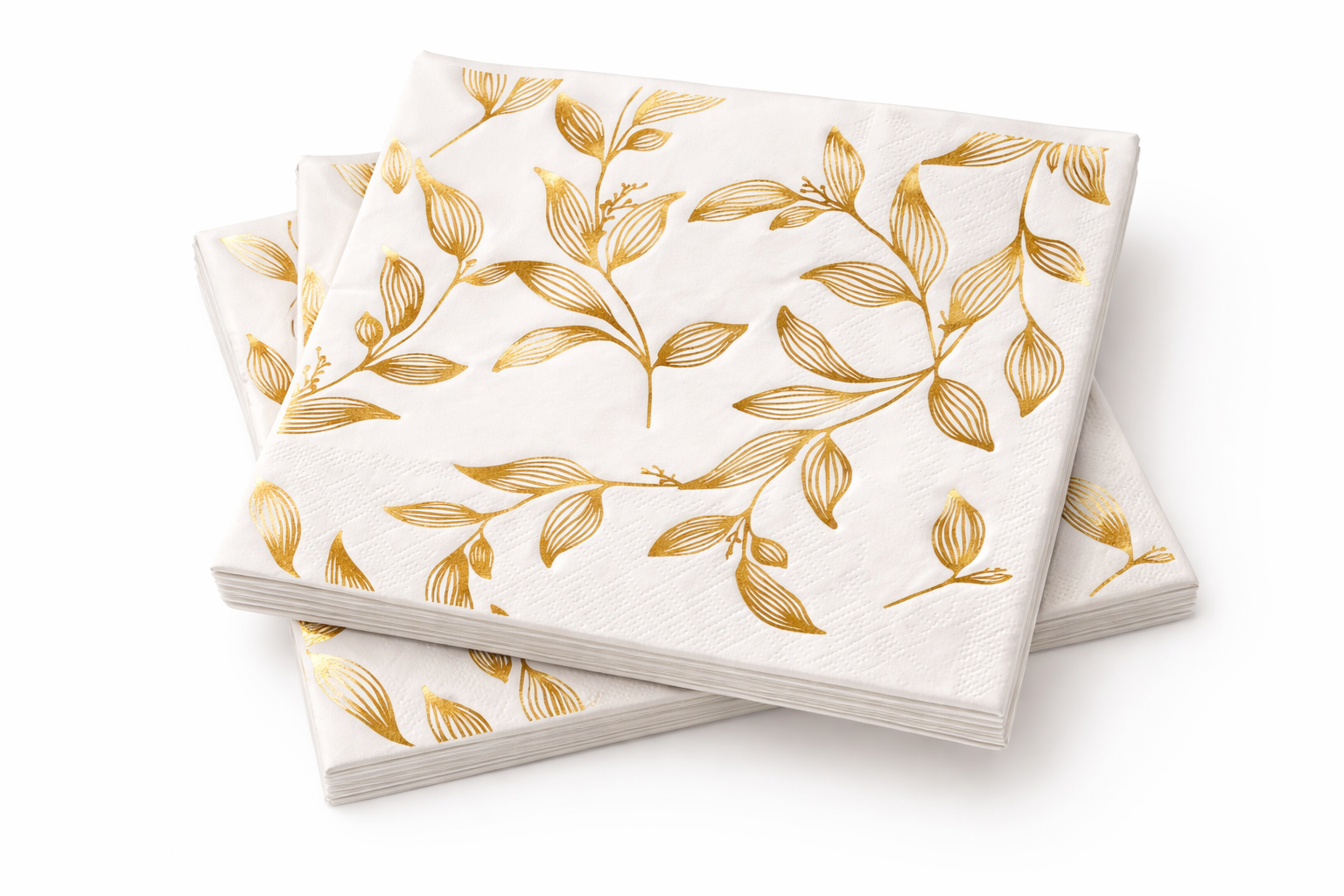 Servilleta con stamping hoja doradas x12