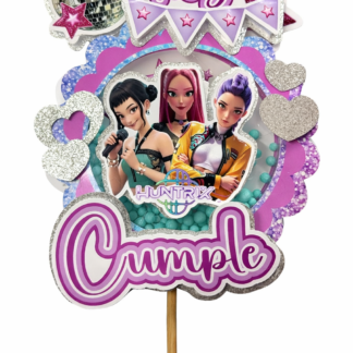 Adorno pinche para torta shaker 3d guerreras k-pop x1