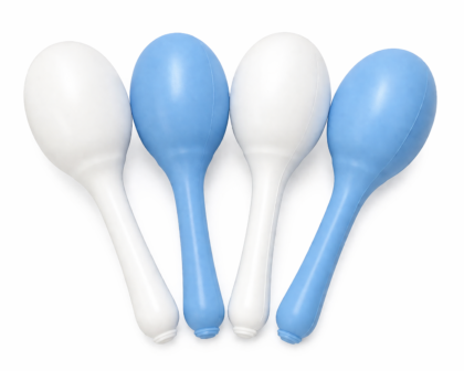 Maraca celeste y blanca x1