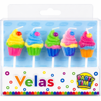 Velas cupcake colorido pt x5
