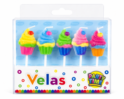 Velas cupcake colorido pt x5
