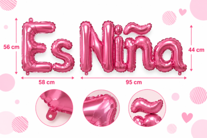 Globo frase baby es niña rosa x1